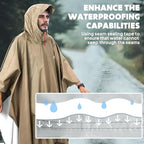 ANYOO Hooded Rain Poncho for Adults Waterproof Lightweight Rain Coat for Men - Image 5