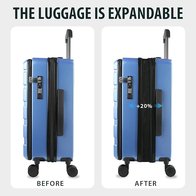 KROSER Carry On Luggage with Spinner Wheels & Built-in TSA Lock, Expandable Top - Image 5