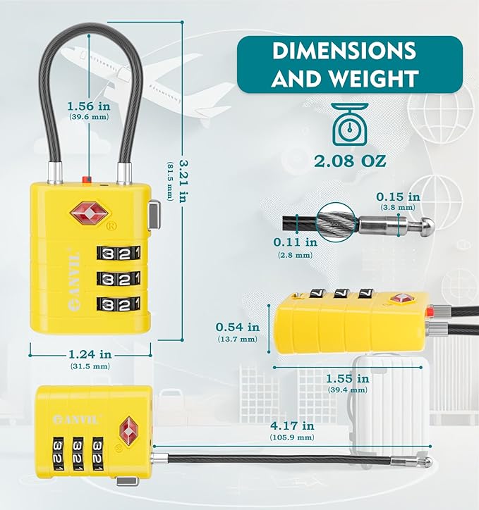 ANVIL TSA Approved Luggage Locks – High Security TSA008 Combination Travel Locks - Image 7