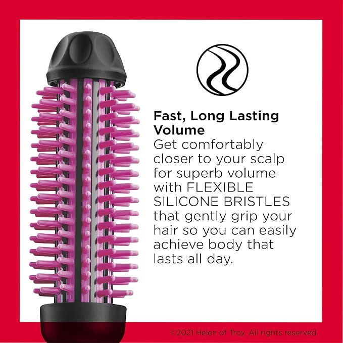 REVLON Silicone Bristle Heated Hair Styling Brush | Fast, Long Lasting Volume for Easy Styling | 1" Barrel for Full Body and Smooth Styles (Black/Pink) (Pack of 3)