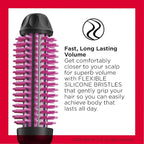 REVLON Silicone Bristle Heated Hair Styling Brush | Fast, Long Lasting Volume for Easy Styling | 1" Barrel for Full Body and Smooth Styles (Black/Pink) (Pack of 3)