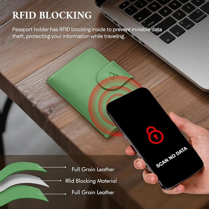 ALLIVE Rfid Passport Holder for Travel, Rfid Passport Cover Wallet, Genuine - Image 3