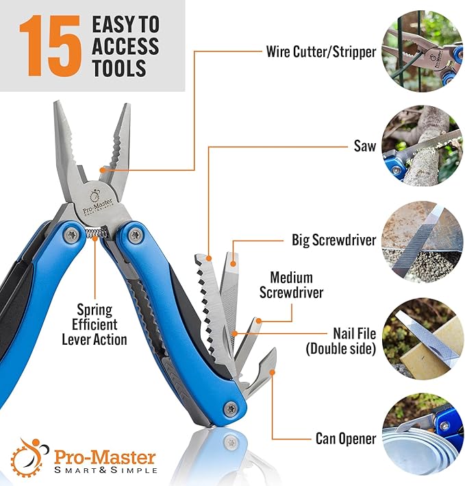 Multitool 15-in-1 with Safety-Locking, Stainless Steel Multi Tool Pliers - Image 8