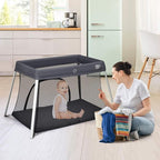 BABY JOY Baby Foldable Travel Crib, 2 in 1 Portable Playpen - Image 2
