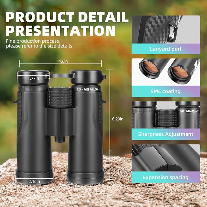 ED HD Binoculars 8x42 for Adults, Waterproof & Fogproof - Image 6