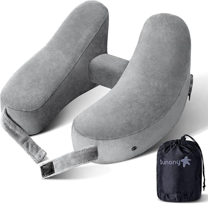 Sunany Neck Pillow for Travel Inflatable Airplane Pillow Comfortably Supports by Sunany