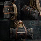 50L Duffle Bag for Men, Nomad Waxed Canvas Travel Duffel Bag Vintage Genuine - Image 5