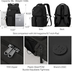 mixi Travel Laptop Backpack, Lightweight Durable School Bookbag Men Woman 15.6" - Image 3