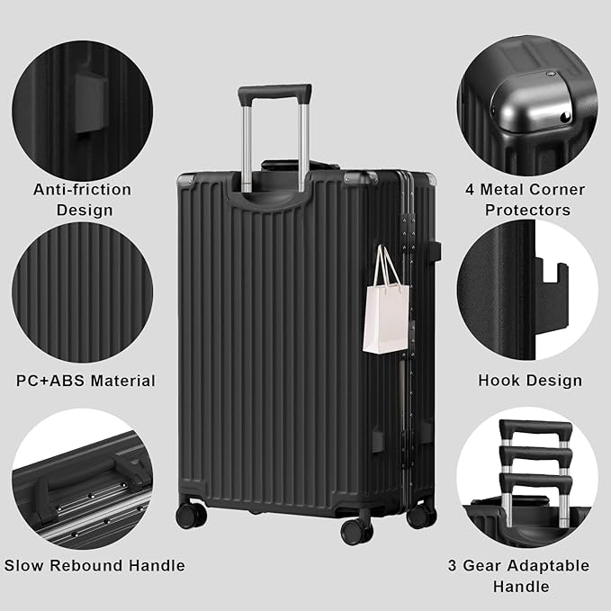 AnyZip Luggage Sets 2 Piece Aluminum Frame Carry On and Checked Suitcase PC ABS - Image 9