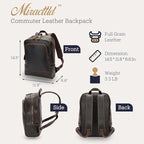 Leather Backpack for Men 15.6" Laptop Backpack 100% Madagascar top-Grain - Image 6
