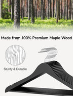 StorageWorks Black Wooden Hangers, 20 Pack Wood Hanger - Image 3