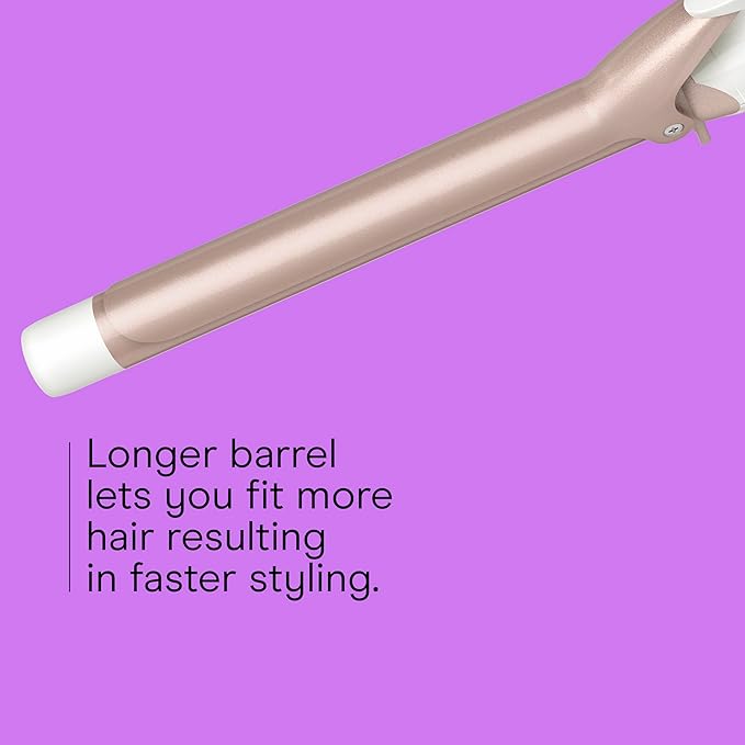 Conair Double Ceramic 1-Inch Long Barrel Curling Iron, 1-Inch Barrel Creates Classic Curls to Loose Waves, Hair Curler for Use on Short, Medium, & Long Hair, White/Rose Gold