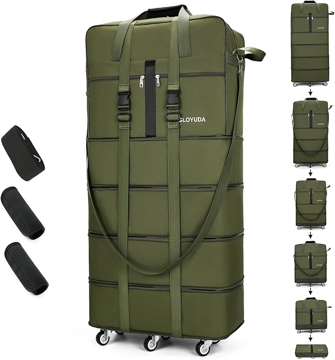 Expandable Foldable Luggage, Rolling Duffle Bag by Gloyuda