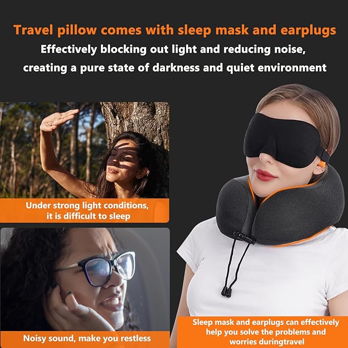 MLVOC Travel Pillow 100% Pure Memory Foam Neck Pillow, Comfortable & Breathable - Image 3