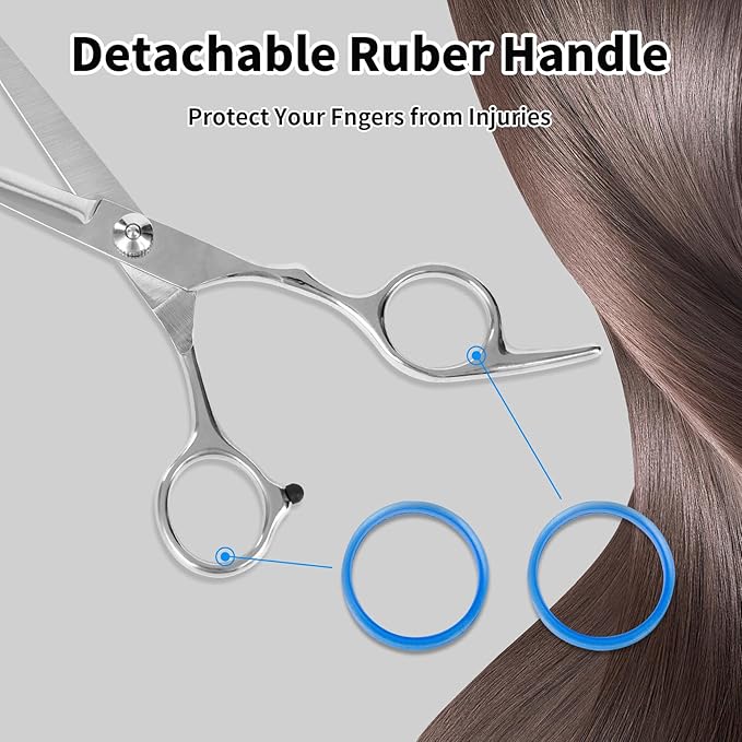 Hair Cutting Scissors,6.5 Inch Professional Stainless Steel Barber Haircut Shears Razor,Sharp Blades,One Comb Included, For Salon Home Men Women Adults Kids Pet (Silver)