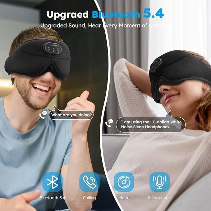 LC-dolida White Noise Sleep Mask, 3D Sleep Headphones - Image 3