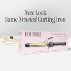 HOT Tools 24K Gold Professional 1" Extended Barrel Curling Iron with Clamp for Bouncy Curls, Faster Styling, Less Damage & Long-Lasting Results