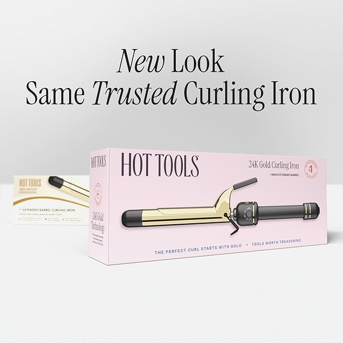 HOT Tools 24K Gold Professional 1 1/2" Extended Barrel Curling Iron with Clamp for Bouncy Curls, Faster Styling, Less Damage & Long-Lasting Results