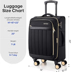 Softside Carry On Luggage 20 Inch Expandable Carry On Luggage 22x14x9 Airline - Image 6