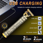 Professional Hair Trimmer for Men, Beard Trimmer Hair Clippers for Men, Hair Clippers with 4 Limit Combs, Cordless Rechargeable Hair Trimmer Metal Body Cutting Grooming Kit