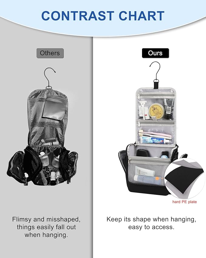 Relavel Hanging Toiletry Bag for Men and Women, Travel Toiletries Bag - Image 5