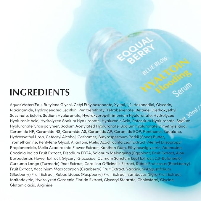 EQQUALBERRY Hyaltoin Flooding Smoothie Serum – Deep Hydrating Korean Skin Care with 11 Hyaluronic Acids, Ectoine & Glacier Water, Barrier-Strengthening with 5 Ceramides, Fresh Glow (1.01oz / 30ml)