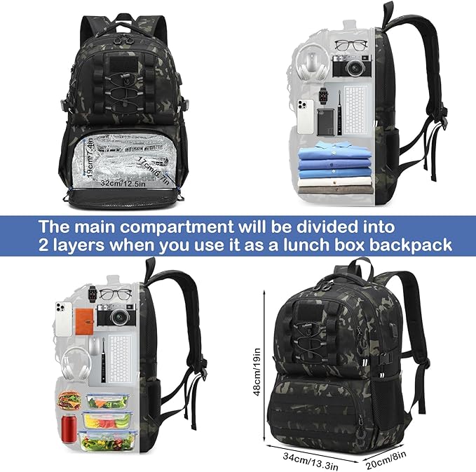 Laptop Lunch Backpack for Men - 40L Large Capacity Work Backpack - Image 3
