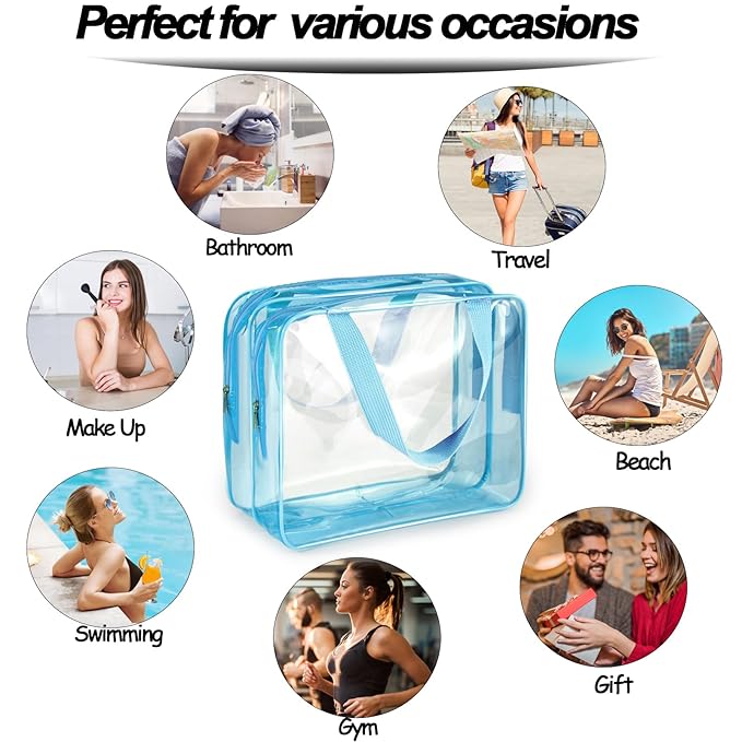 2Pcs Crystal Clear PVC Travel Toiletry Bag Kit - Image 2