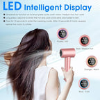 Hair Dryer, 1500W High Speed 110000 RPM Blow Dryer with Plasma Tech (Positive+Negative Ionic), LCD Display, 5 Modes, Thermo-Control, Low Noise, Fast Drying Hair Dryer for Home or Travel (Rose Gold)