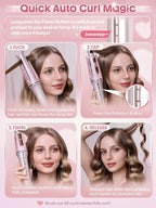 SHEGLAM Pink Curling Iron Automatic Gift for Woman (Pink, 1.25 inch) Cupid's Charm One-Touch Instant Curler