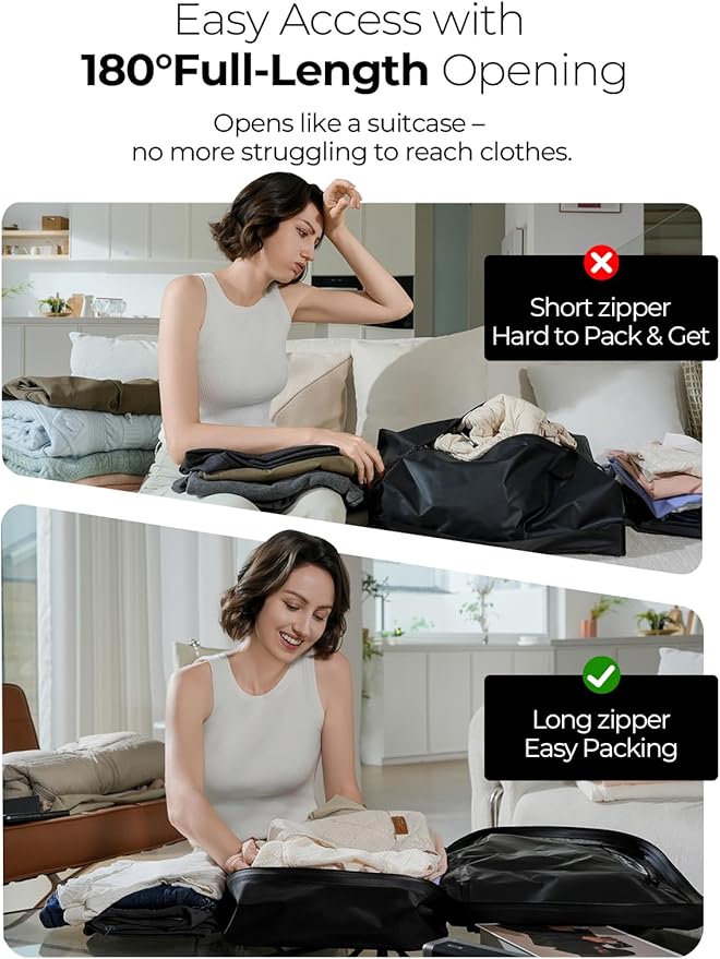 Vacuum Bags for Travel, 180° Open Zipper, IP67 Waterproof, Reusable Space Saver - Image 2