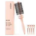 AIMIKE Round Brush for Blow Out, Rose Luxe Medium Round Hair Brush w/Nano Thermal Ceramic Tech, for Blow Drying & Styling Volumizing Shoulder Length Hair, with 4 Clips (Barrel 1.7", Bristle 2.5")