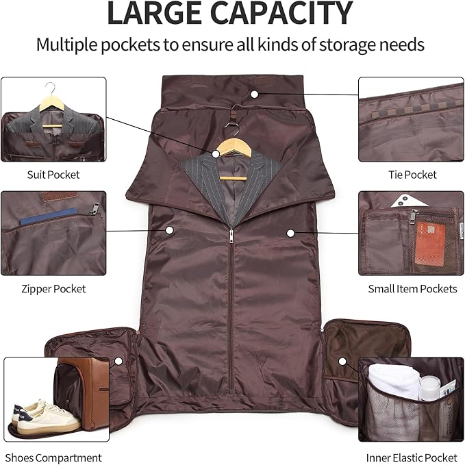 Carry On Garment Bag for Travel, Convertible Travel Garment Bag for Men Women - Image 3