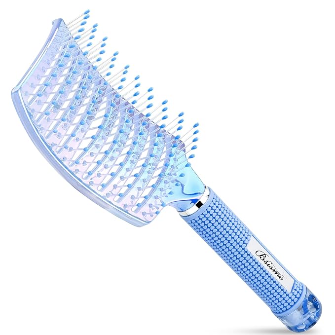 Hair Brush for Women with Hair Clips, Professional Curved Vent Brush for Faster Blow Drying & Detangling, for Wet or Dry Curly, Thick, Fine Hair, Ideal Mothers Day, Birthday, Christmas Gift for Her