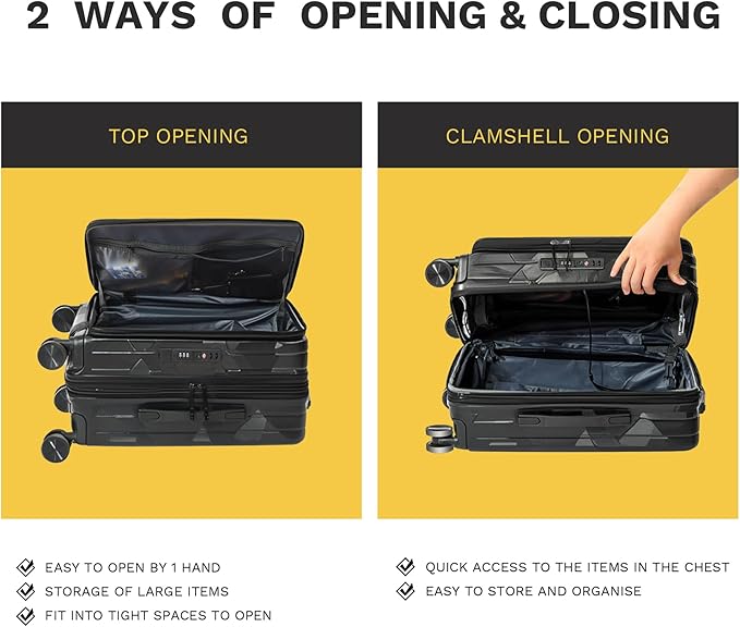 20 inch Carry On Luggage Expandable Top Opening/Clamshell Opening, TSA Approved - Image 2