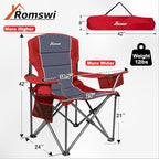 Romswi Oversized Camping Chairs, Heavy Duty Support 500 LBS, Padded Back & Arm - Image 2