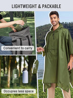 SaphiRose Extra Thick Hooded Rain Poncho Double Layer Waterproof Raincoat Jacket - Image 5