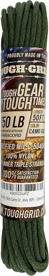 TOUGH-GRID 750 Paracord Rope Nylon Parachute Cord, Made in USA Survival Kit - Image 3