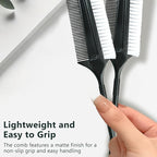 3 Pcs Black Smoothing and Sectioning Brush Set - Double-Sided Comb for Edge Teasing, Professional hair coloring tools, multifunctional hair brush for Dancing Hairstyling