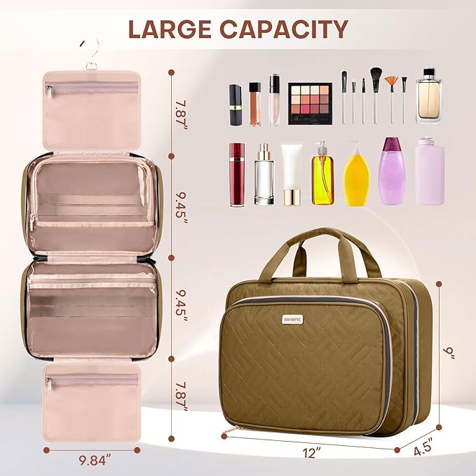 Toiletry Bag for Women with Jewelry Organizer Compartment, Travel Makeup - Image 2