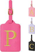 Personalized Rose Red Leather Initial Luggage Tags by izuzta