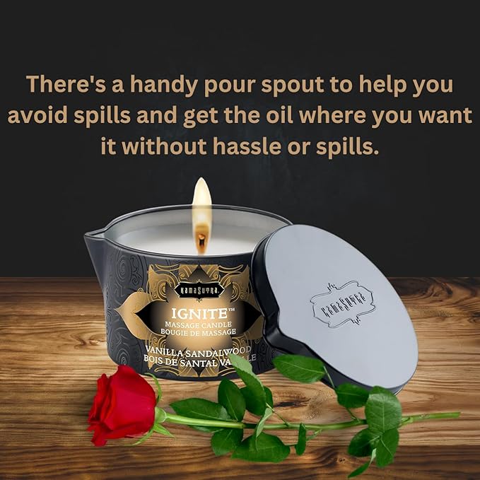 Kama Sutra Ignite Massage Candle Vanilla Sandalwood, 6 Ounce