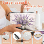 Cosmetic Bags Travel Makeup Toilet Case Waterproof Pouch for Women Girls 6.7X9.45inches - Lavender in A White Pitcher on A White - Wood Background