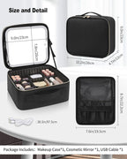 Makeup Bag With LED Mirror, Travel Makeup Case with Light up Mirror Large - Image 2