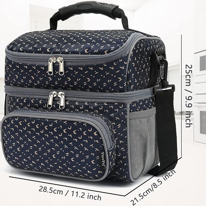 FlowFly Double Layer Cooler Insulated Lunch Bag Adult Lunch Box Large Tote Bag - Image 3