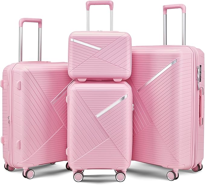 Campfun Luggage 4 Piece Sets, Expandable Carry On Luggage Set Hardshell PP by Campfun