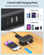 2 Pack Travel Power Strip with USB C Port, NTONPOWER Flat Plug Extension Cord - Image 5