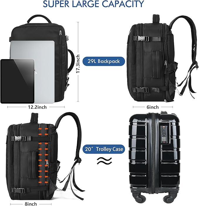 Beraliy Travel Backpack for Men Women, Large Carry On Backpack, Personal Item - Image 6