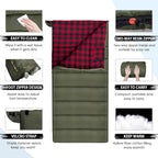 0 Degree Sleeping Bag Cotton Flannel Winter Cold Weather - Image 3