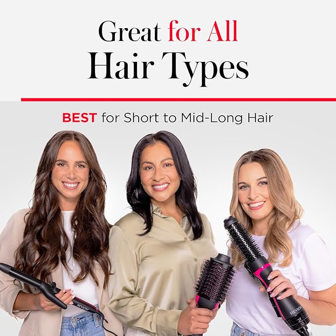 REVLON One Step Volumizer PLUS, Blow Dryer Brush for Fast Salon-Style Blowouts, Revlon Blow Dry Brush with Hair Dryer function, Plus Travel Friendly (Black)